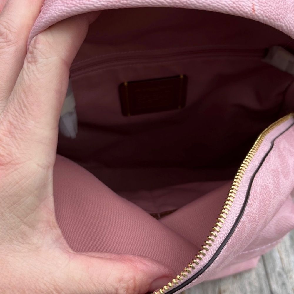 Coach Taylor Small Backpack In Signature Canvas With Charms Bag Powder Pink - Picture 9 of 10